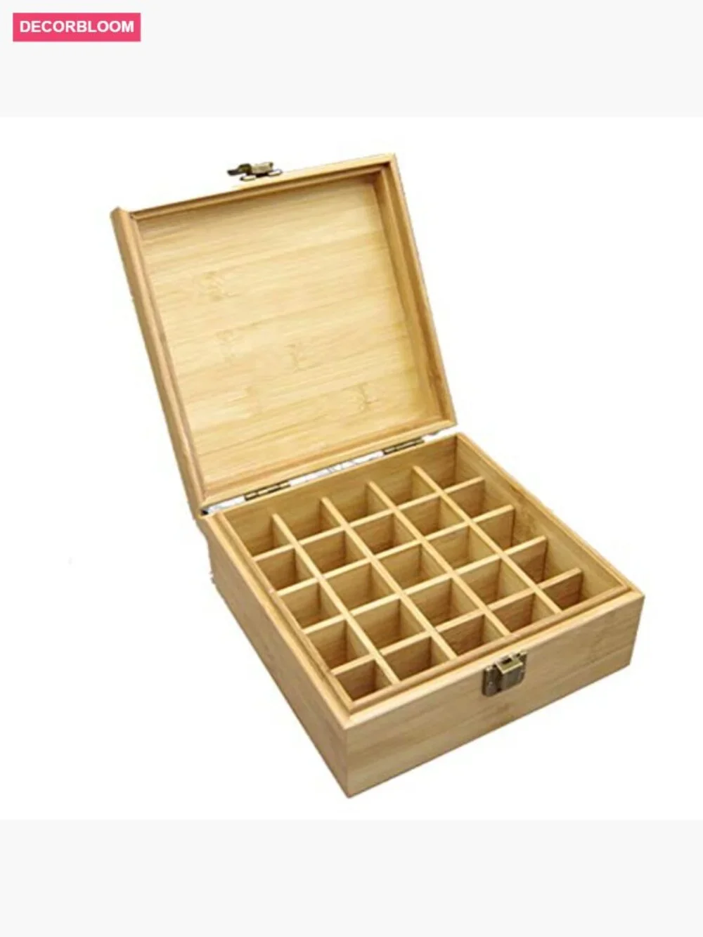 Wooden Essential Oil Storage Box with Label - Holds 25 Bottles